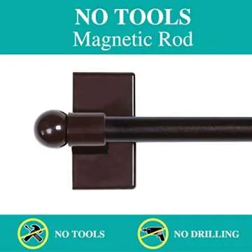 Turquoize 2 Pack Magnetic Curtain Rod Magnetic Curtain Rods for Metal Doors Multi-Use Adjustable Cafe Sidelight Magnetic Rods Extends from 09 inch to 16 inch Magnetic Cafe Curtain Rod, Cocoa, 2-Pack