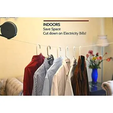 Retractable Clothesline Indoor and Outdoor Heavy Duty Wall Mounted Clothes Line for Wet and Dry Clothing 40 Feet of Drying Space Easy Installation Clothespins Included