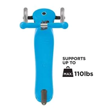 Globber 2 Wheel Kick Scooter for Teens and Adults Ages 41+ | Adjustable T-Bar Scooter with 3 Height Settings | Foldable Kick Scooter for Easy and Convinent Travel & Storage (Sky Blue)