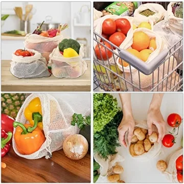 KerKoor Eco-Friendly Cotton Reusable Mesh Bags for Groceries