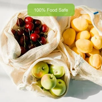 KerKoor Eco-Friendly Cotton Reusable Mesh Bags for Groceries