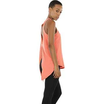 icyzone Open Back Workout Top Shirts - Activewear Exercise Yoga Tops for Women (S, Orange)