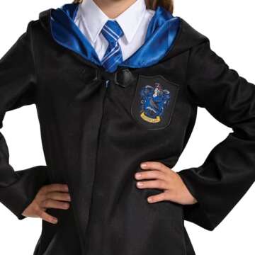 Disguise Harry Potter Ravenclaw Robe, Official Wizarding World Costume Robes, Classic Kids Size Dress Up Accessory, Child Size Medium (7-8), Black & Blue