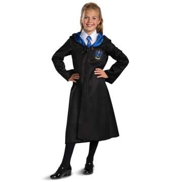 Disguise Harry Potter Ravenclaw Robe, Official Wizarding World Costume Robes, Classic Kids Size Dress Up Accessory, Child Size Medium (7-8), Black & Blue