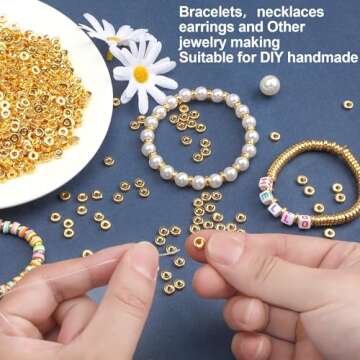 1500 Gold Flat Spacer Beads for DIY Jewelry Making