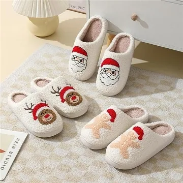Cute Christmas Slippers with Gingerbread Design for All