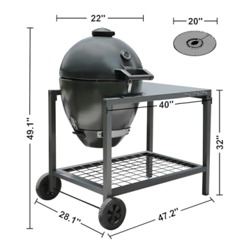 Brand-Man 22in Charcoal Grill with Table Cart