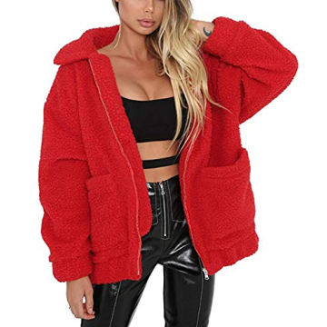 Comeon Women's Cozy Fuzzy Sherpa Jacket for Warmth