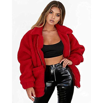 Comeon Women's Cozy Fuzzy Sherpa Jacket for Warmth