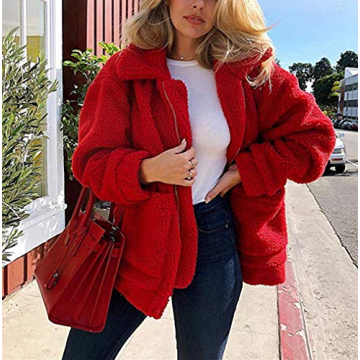 Comeon Women's Cozy Fuzzy Sherpa Jacket for Warmth