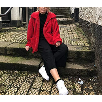 Comeon Women's Cozy Fuzzy Sherpa Jacket for Warmth