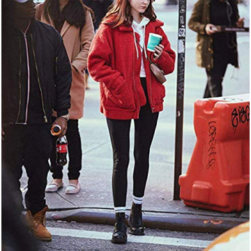 Comeon Women's Cozy Fuzzy Sherpa Jacket for Warmth