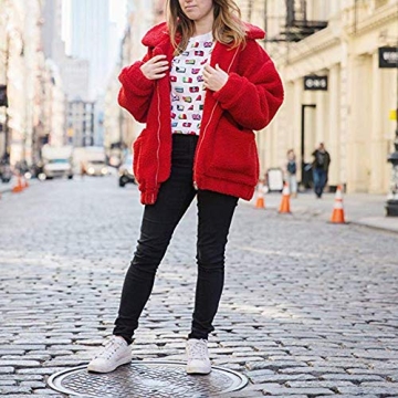 Comeon Women's Cozy Fuzzy Sherpa Jacket for Warmth