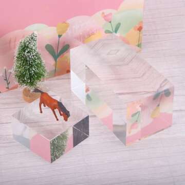 PATIKIL 2"x2"x2" Jewelry Display Riser, Polished Acrylic Cube Display Stand Block Collection Showcase Ring Holder Square, Clear