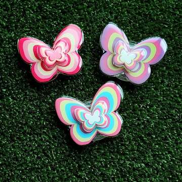 GRIPONG Cute Swappable Expandable and Spinnable Mobile Phone Grip Stand for Phones and Tablets - Acrylic Spinner Accessory (Cotton-Candy Butterfly Spinner)