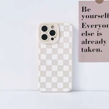 Lovmooful Compatible for iPhone 15 Pro Case Cute Checkerboard Lattice Plaid with Color Design for Girls Women Soft TPU Shockproof Protective Girly for iPhone 15 Pro Case-White