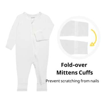 GUISBY Baby Boy Footless Pajamas with Mittens, Rayon Long Sleeve Snug Fits Sleepers 3 Pcs 3-6 Months