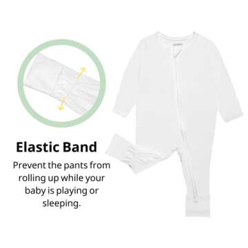 GUISBY Baby Boy Footless Pajamas with Mittens, Rayon Long Sleeve Snug Fits Sleepers 3 Pcs 3-6 Months