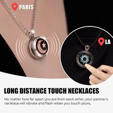 TOTWOO Long Distance Touch Necklace| Vibration & Light Up Smart Necklace for Long Distance Relationship Gifts| Couples Necklace with Natural Agate Gift for Her and Him