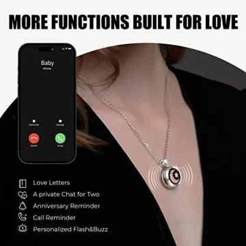 TOTWOO Long Distance Touch Necklace| Vibration & Light Up Smart Necklace for Long Distance Relationship Gifts| Couples Necklace with Natural Agate Gift for Her and Him