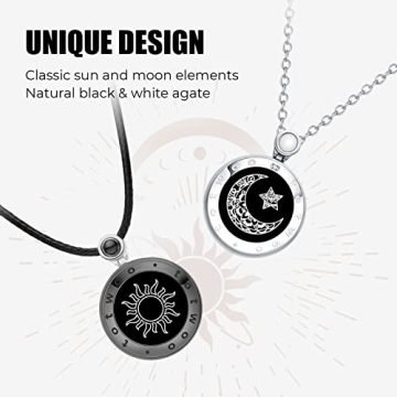 TOTWOO Long Distance Touch Necklace| Vibration & Light Up Smart Necklace for Long Distance Relationship Gifts| Couples Necklace with Natural Agate Gift for Her and Him