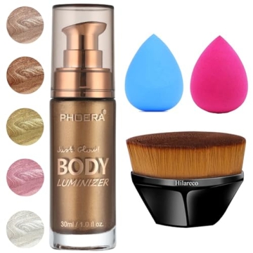 PHOERA Body Shimmer Oil - Luminizer with Body Brush, 1oz