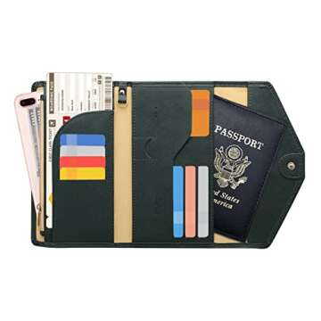 ZOPPEN Mulit-purpose Rfid Blocking Travel Passport Wallet (Ver.4) Trifold Document Organizer Holder, 16 Dark Olives