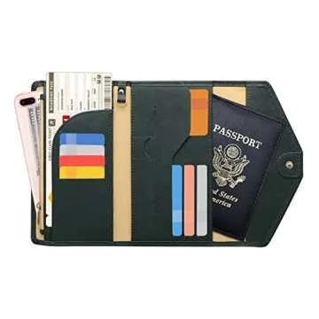 ZOPPEN Mulit-purpose Rfid Blocking Travel Passport Wallet (Ver.4) Trifold Document Organizer Holder, 16 Dark Olives