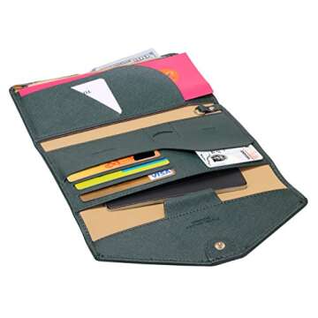 ZOPPEN Mulit-purpose Rfid Blocking Travel Passport Wallet (Ver.4) Trifold Document Organizer Holder, 16 Dark Olives