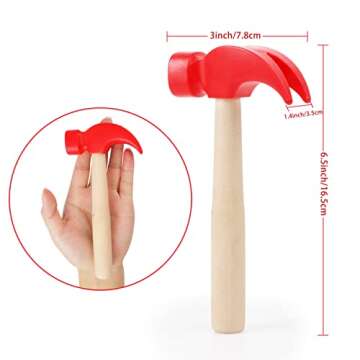 Fowecelt Wooden Hammer Toys Simulation Hammers Maintenance Tools Educational Toys for Kids Birthday ...
