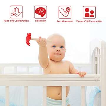 Fowecelt Wooden Hammer Toys Simulation Hammers Maintenance Tools Educational Toys for Kids Birthday Party Games Supplies