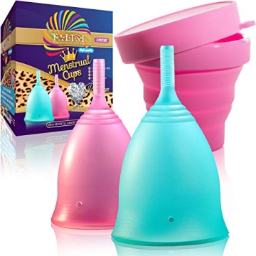 Talisi Menstrual Cups - Set of 2 Reusable Period Cups - Soft, Flexible, Small & Large Size - Feminin...