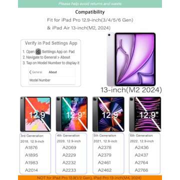 ZENLU iPad Pro 12.9 Inch Case with Keyboard White, Trackpad, Battery Percentage Indicator, Floating ...