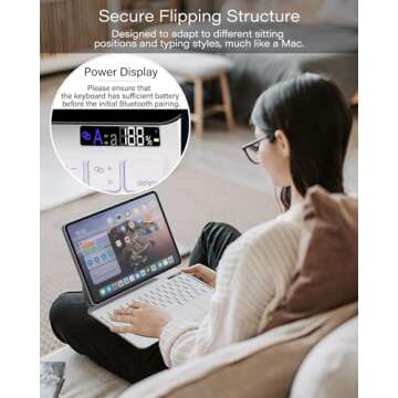 ZENLU iPad Pro 12.9 Inch Case with Keyboard White, Trackpad, Battery Percentage Indicator, Floating Cantilever Stand, 7 Color Backlit Magic-Style Keyboard Case for iPad 12.9(3/4/5/6 Gen), Air 13"(M2)