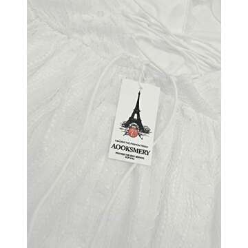 AOOKSMERY Women Summer V-Neck Spaghetti Straps Lace Backless Mini Party Club Beach Dresses (White, Large)