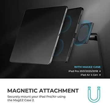 pitaka iPad Magnetic Stand Adjustable iPad Stand for Desk [MagEZ Stand] iPad Holder Stand with 15W S...