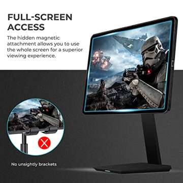 pitaka iPad Magnetic Stand Adjustable iPad Stand for Desk [MagEZ Stand] iPad Holder Stand with 15W Smartphone Wireless Charging Base, Compatible with All Tablets & MagEZ Case 2 for iPad Pro/Air