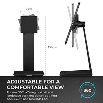 pitaka iPad Magnetic Stand Adjustable iPad Stand for Desk [MagEZ Stand] iPad Holder Stand with 15W Smartphone Wireless Charging Base, Compatible with All Tablets & MagEZ Case 2 for iPad Pro/Air