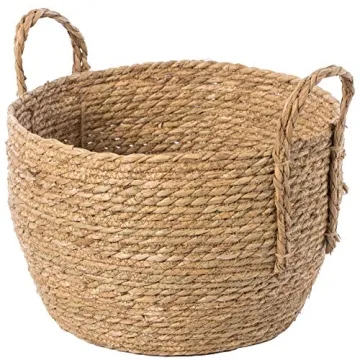 Stylish Wicker Storage Basket with Braided Handles