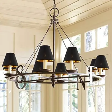 Senmao Black Linen Chandelier Shades Set, Modern Decor