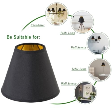 Senmao Black Linen Chandelier Shades Set, Modern Decor