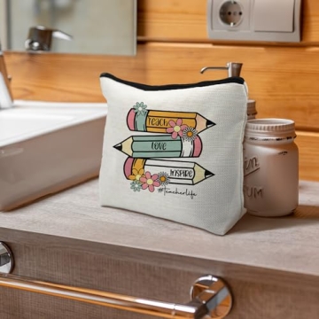 Supwhd Teacher Makeup Bag | Stylish Gift for Educators