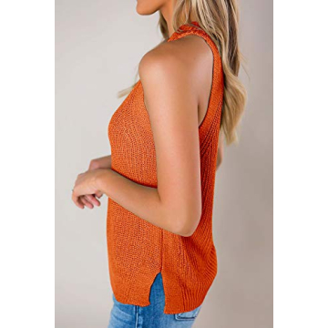 Imily Bela Womens Sweater Tank Summer Halter Tops Casual Sleeveless Shirts Loose Knit Cami