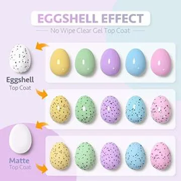 GAOY Eggshell Gel Top Coat, 16ml Black Spots Gel Nail Polish No Wipe Clear Top Coat, Soak off UV LED...