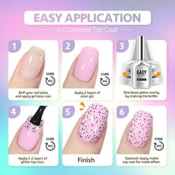 GAOY Eggshell Gel Top Coat, 16ml Black Spots Gel Nail Polish No Wipe Clear Top Coat, Soak off UV LED Finish Gel for Nail Art