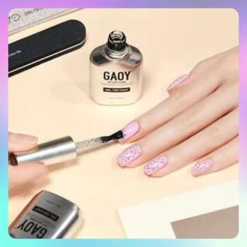 GAOY Eggshell Gel Top Coat, 16ml Black Spots Gel Nail Polish No Wipe Clear Top Coat, Soak off UV LED Finish Gel for Nail Art