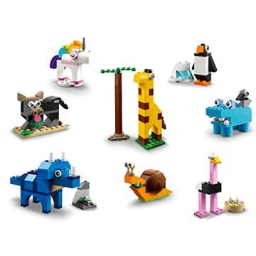 LEGO Bricks and Animals 11011 Classic Creative Toy (1,500 Pieces) — Brick-Built 10 Amazing Animal Figures — Family Christmas Holiday Bundle for Kids Ages 4 and up — BROAGE Drawstring Bag