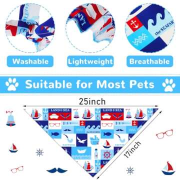 Xuniea 8 Pcs Nautical Dog Bandana Summer Puppy Bandanas Dog Ocean Triangle Scarf Adjustable Washable...