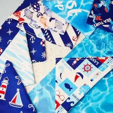 Xuniea 8 Pcs Nautical Dog Bandana Summer Puppy Bandanas Dog Ocean Triangle Scarf Adjustable Washable Pet Bibs Birthday Party Gifts