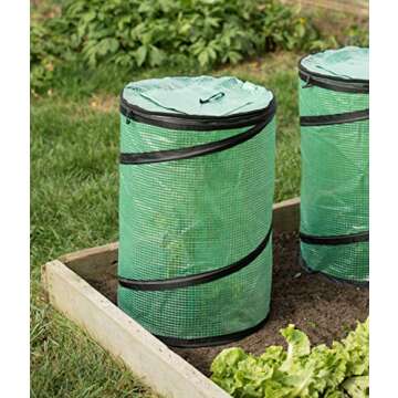 NuVue Products 24046 Spring-Up Plant Growth Accelerator Greenhouse Cover, Mini Greenhouse Gardening Net for Severe Weather Protection, Green, 16" L x 16" W x 24" H